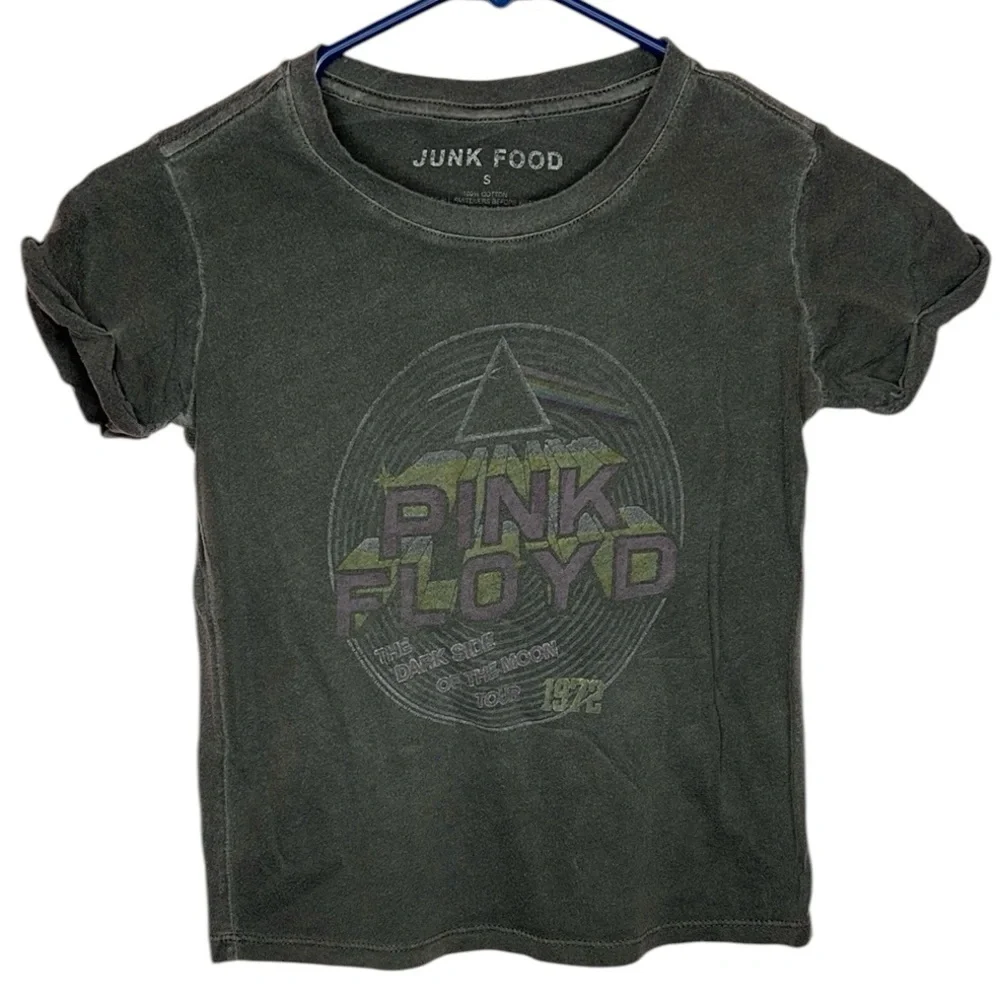 Junk Food Girls' Short Sleeve Distressed Pink Floyd T-Shirt Light Gray S (6-7)